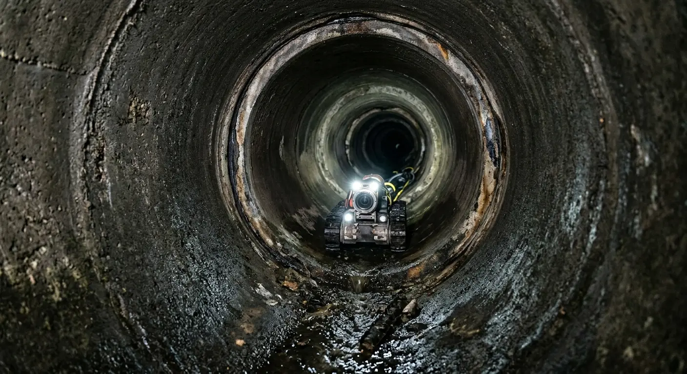 Robotic sewer camera inspecting pipe interior for Sewer Line Repair in Eastham